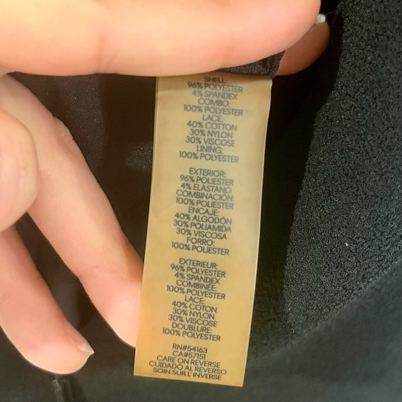 Karl Lagerfeld Paris Sheath Dress with Drop Waist and Lace Flounce w Collar - Picture 6 of 8